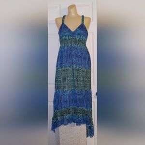 Excellent Cond Size Small Blue and Green Sleeveless Maxi Dress..